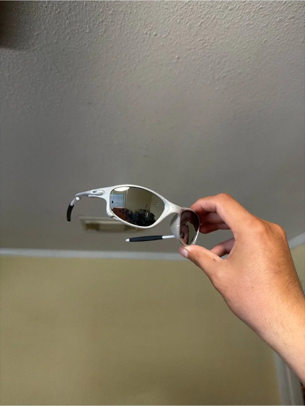 White  Protective Sunglasses with Silver Lenses Oakley